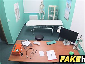 fake health center restroom room oral job and poking